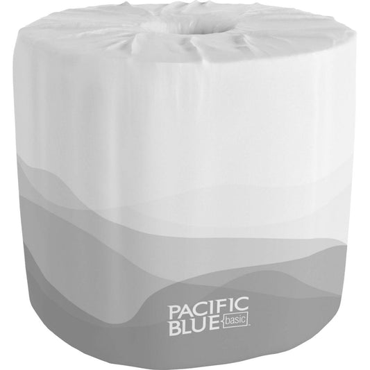 Pacific Blue Basic Standard Roll Embossed Toilet Paper - 2 Ply - 4.05" x 4" - 550 Sheets/Roll - White - Soft, Durable, Absorbent - For Office Building, Healthcare - 80 / Carton