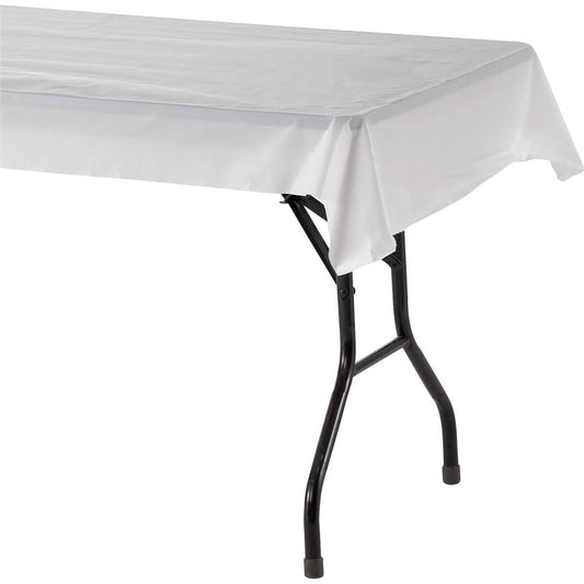 Genuine Joe Banquet-Size Plastic Tablecover - 300 ft Length x 40" Width - Plastic - White - 1 / Roll