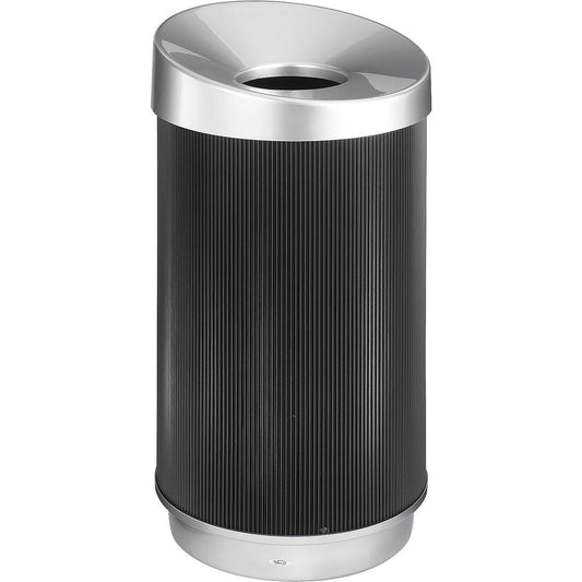 Safco At-Your-Disposal Vertex Waste Receptacle - 38 gal Capacity - Round - 38" Height x 36" Width x 20" Depth x 20" Diameter - Plastic - Black, Silver - 1 Each