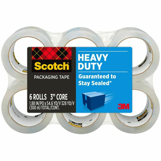 Scotch Heavy-Duty Shipping/Packaging Tape - 54.60 yd Length x 1.88" Width - 3.1 mil Thickness - 3" Core - Synthetic Rubber Resin - Rubber Resin Backing - Breakage Resistance - For Packing, Mailing, Mo