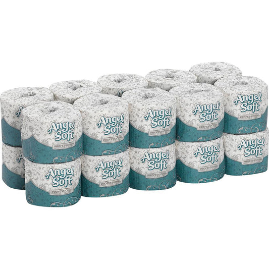 Angel Soft Professional Series Embossed Toilet Paper - 2 Ply - 4" x 4.05" - 450 Sheets/Roll - White - Soft - For Washroom, Office Building - 20 / Carton