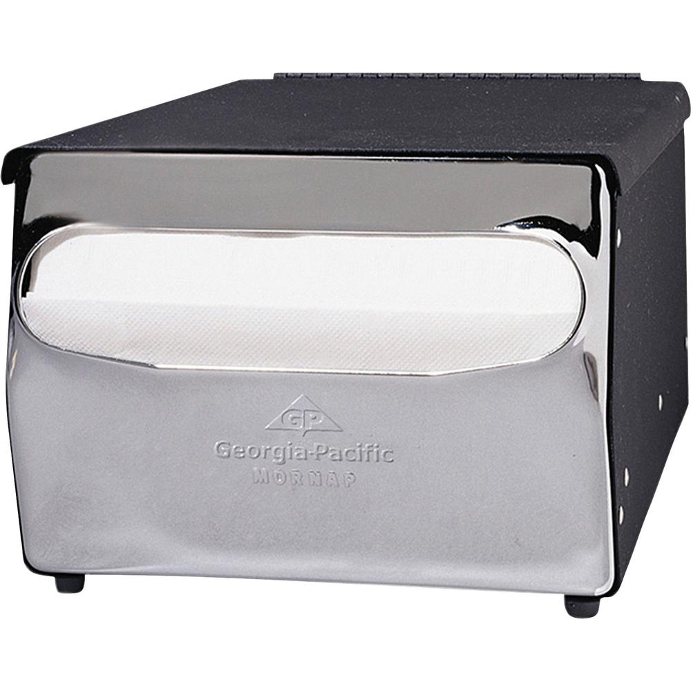 Dixie Countertop Napkin Dispenser - Full Fold Dispenser - 255 x Napkin - 5.9" Height x 7.9" Width x 11.5" Depth - Steel - Black, Chrome - Durable - 1 Each