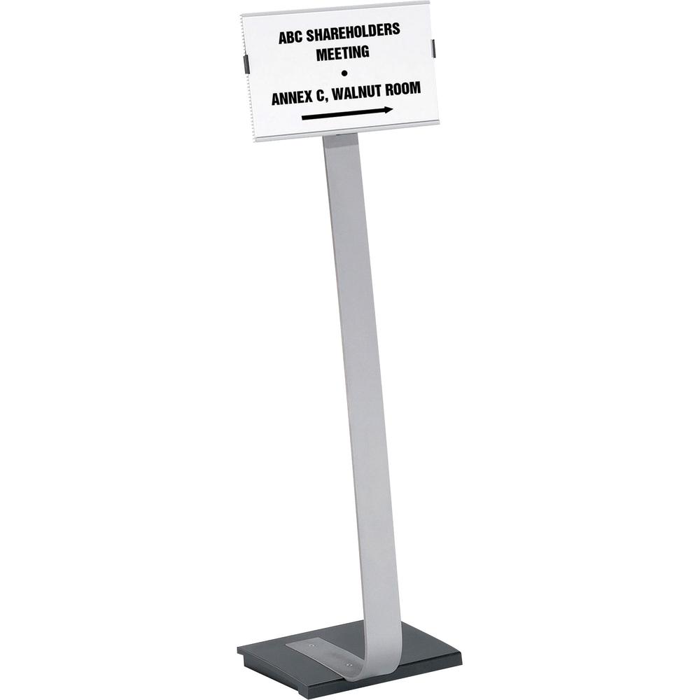 DURABLE&reg; INFO SIGN Letter Floor Stand - 8.5" x 11" Sign - 40.5" - 46.5" Height - Rectangular Shape - Acrylic, Stainless Steel - Updateable - Silver - 1 Pack