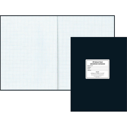 Rediform Quad Ruled Laboratory Notebook - 60 Sheets - 8 1/2" x 11" - White Paper - Black Cover - Hard Cover, Heavyweight - Recycled - 1 Each