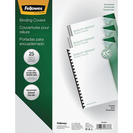 Fellowes Futura Frosted Presentation Covers - 11" Height x 8.5" Width x 0.1" Depth - For Letter 8 1/2" x 11" Sheet - Rectangular - Clear - Polypropylene - 25 / Pack