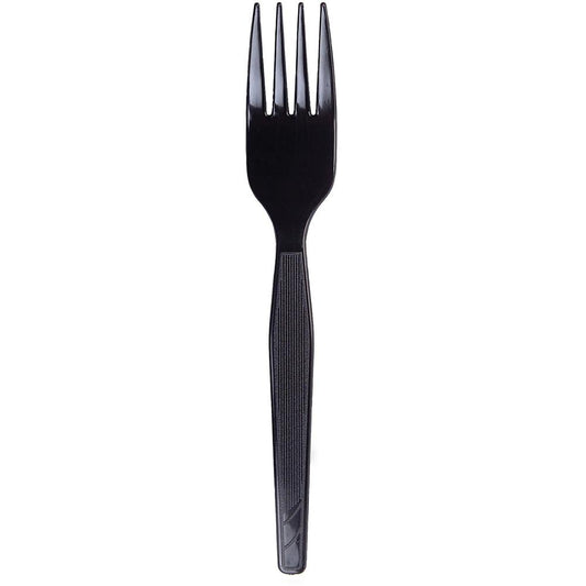 Dixie Medium-Weight Disposable Plastic Forks by GP Pro - 1000/Carton - Black