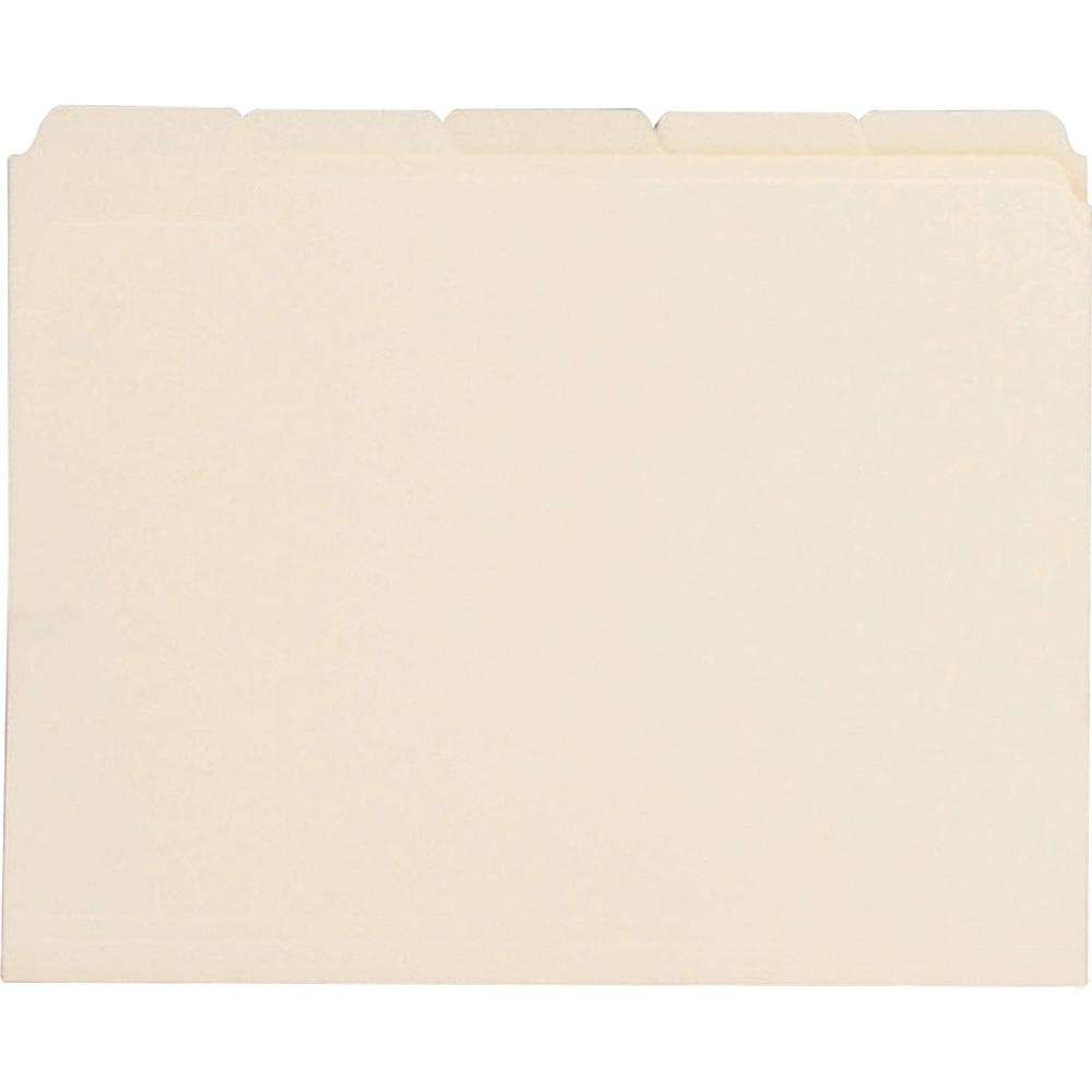 Business Source 1/5 Tab Cut Letter Recycled Top Tab File Folder - 8 1/2" x 11" - 3/4" Expansion - Top Tab Location - Assorted Position Tab Position - Manila - Manila - 10% Recycled - 100 / Box