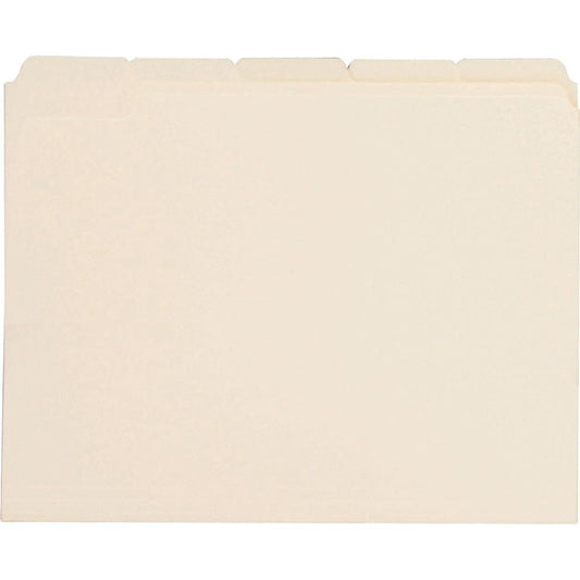 Business Source 1/5 Tab Cut Letter Recycled Top Tab File Folder - 8 1/2" x 11" - 3/4" Expansion - Top Tab Location - Assorted Position Tab Position - Manila - Manila - 10% Recycled - 100 / Box