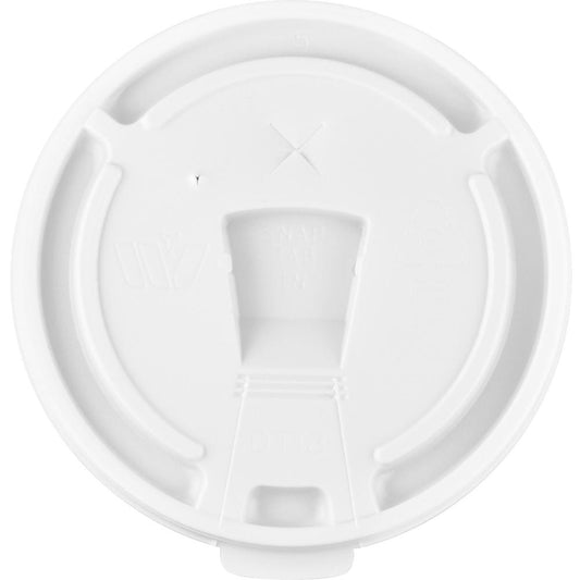 Genuine Joe 12oz-24oz Hot/Cold Foam Cup Lids - 10 / Carton - 100 Per Pack - White