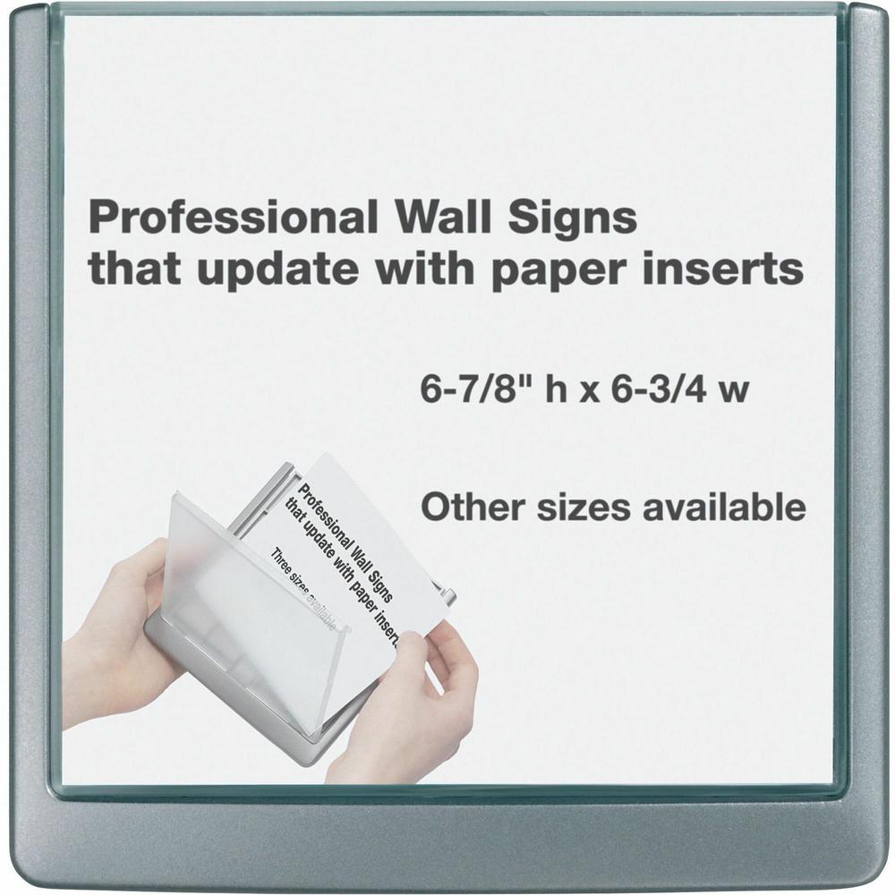 DURABLE&reg; CLICK SIGN with Cubicle Panel Pins - 5-7/8" x 5-7/8" - 2 Pins - Anti-glare - Acrylic, Aluminum - Updateable - Graphite - 1 Pack