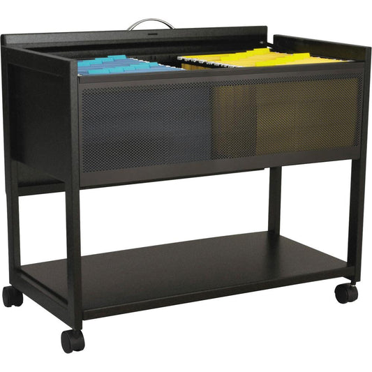 Safco Top Locking Mesh Mobile Tub Files - 4 Casters - 2.50" Caster Size - Steel - x 33.3" Width x 17" Depth x 27" Height - Black - 1 Each