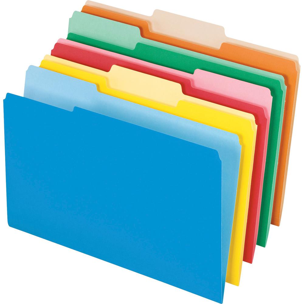 Pendaflex 1/3 Tab Cut Legal Recycled Top Tab File Folder - 8 1/2" x 14" - Assorted - 10% Recycled - 100 / Box