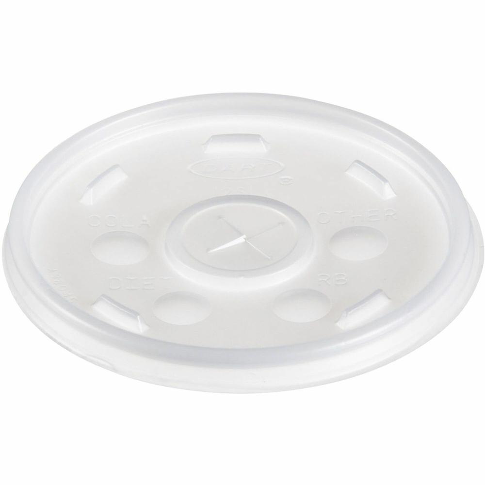 Dart Translucent Slotted Foam Cup Lids - Plastic - 1000 / Carton - Translucent