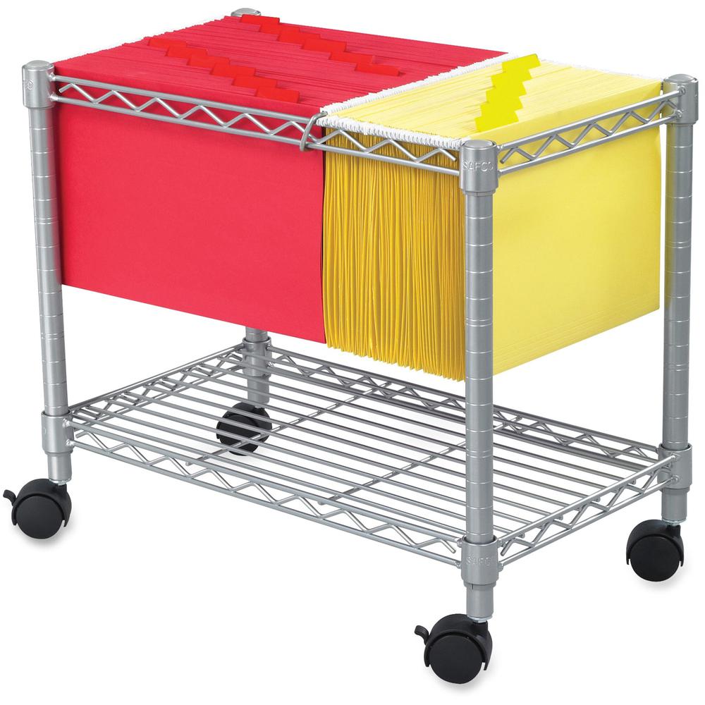 Safco 5201GR Wire Mobile File - 1 Shelf - 300 lb Capacity - 4 Casters - 2" Caster Size - Steel - x 14" Width x 24" Depth x 20.5" Height - Gray - 1 Each