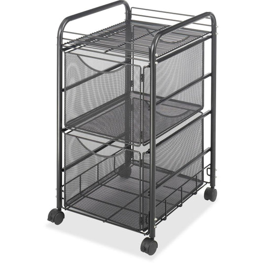 Safco Onyx Double Mesh Mobile File Cart - 2 Shelf - 2 Drawer - 4 Casters - 1.50" Caster Size - x 15.8" Width x 17" Depth x 27" Height - Black Steel Frame - Black - 1 Each