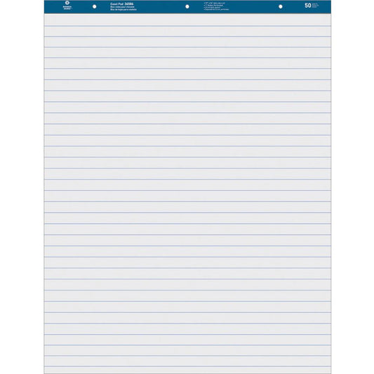 Business Source Standard Ruled Easel Pad - 50 Sheets - 15 lb Basis Weight - 27" x 34" - White Paper - Perforated - 4 / Carton