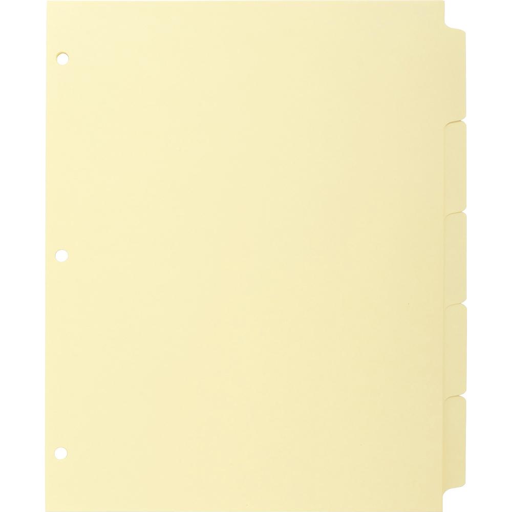 Business Source Mylar-reinforced Plain Tab Indexes - 5 Write-on Tab(s) - 8.5" Divider Width x 11" Divider Length - Letter - 3 Hole Punched - Canary Tab(s) - Hole-punched, Mylar Reinforcement, Mylar Re