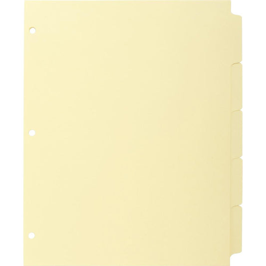 Business Source Mylar-reinforced Plain Tab Indexes - 5 Write-on Tab(s) - 8.5" Divider Width x 11" Divider Length - Letter - 3 Hole Punched - Canary Tab(s) - Hole-punched, Mylar Reinforcement, Mylar Re