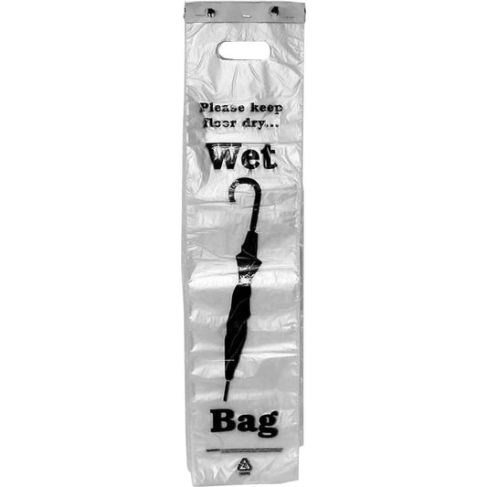 Tatco Wet Umbrella Bags - 7" Width x 31" Length - Clear, Black - Plastic - 1000/Carton - Umbrella