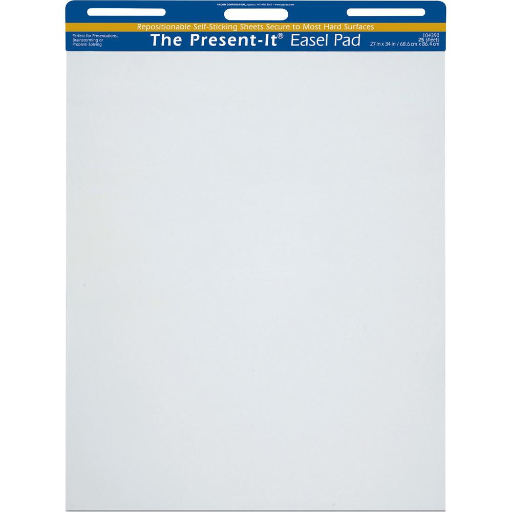 Easel Pad, Self-Adhesive, White, Unruled 27" x 34", 25 Sheets