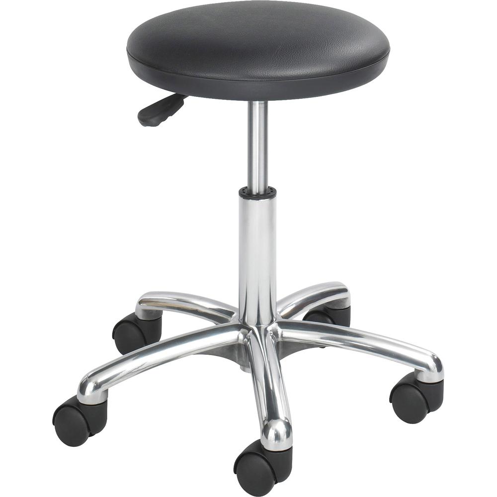 Safco Economy Height Adjustable Lab Stool - Black Vinyl Seat - 5-star Base - Black - 1 Each