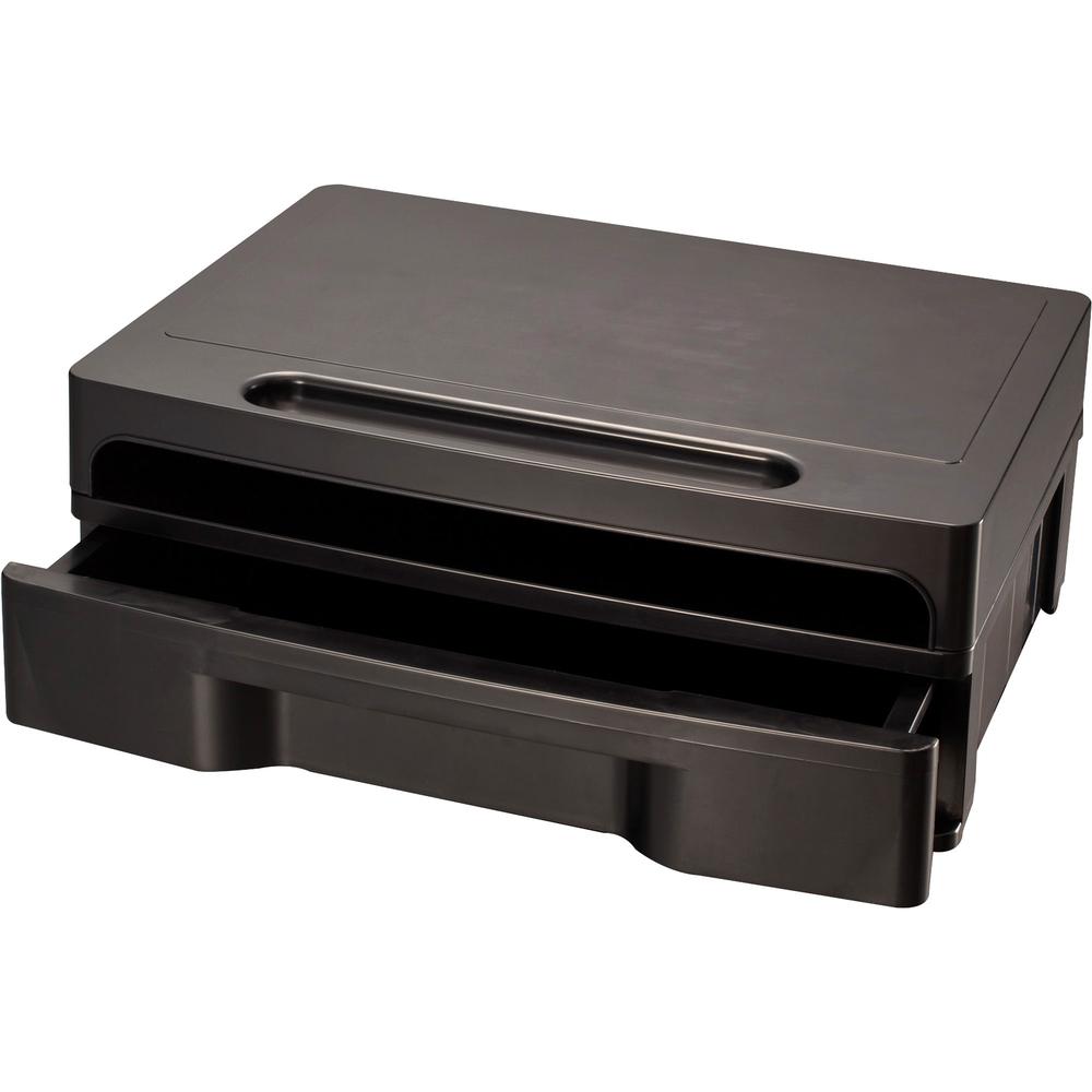 Officemate Monitor Stand with Drawer - 13.1" Width - Black