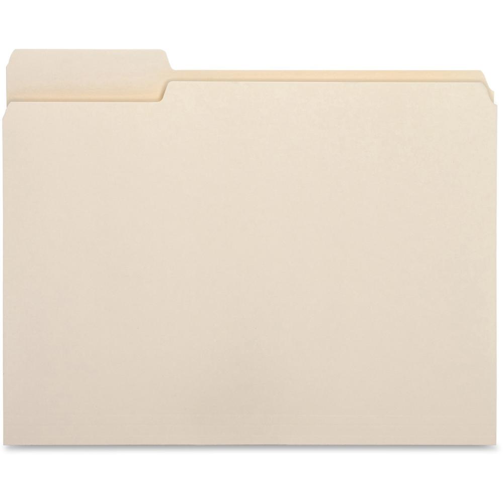 Business Source 1/3 Tab Cut Letter Recycled Top Tab File Folder - 8 1/2" x 11" - 3/4" Expansion - Top Tab Location - Left Tab Position - Manila - 10% Recycled - 100 / Box