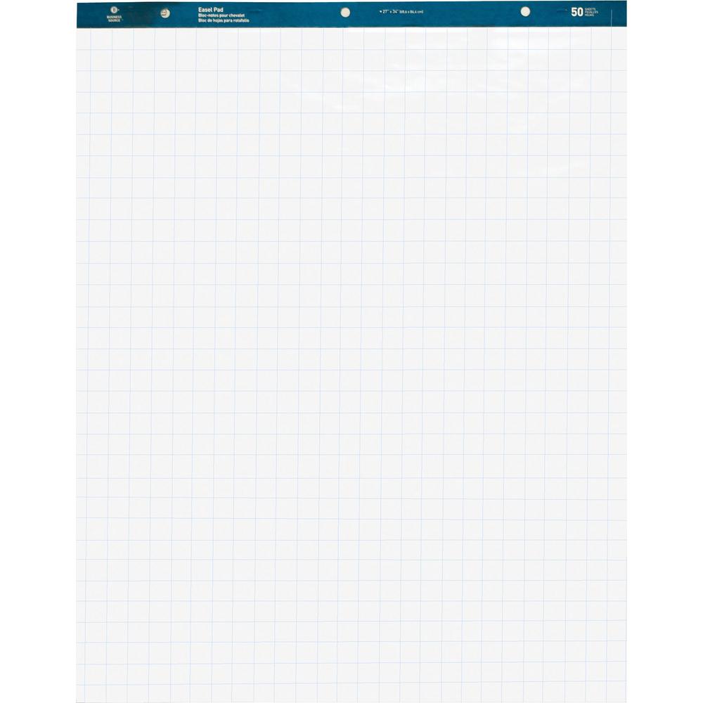 Business Source Quad Easel Pad - 50 Sheets - 15 lb Basis Weight - 27" x 34" - White Paper - Perforated - 4 / Carton