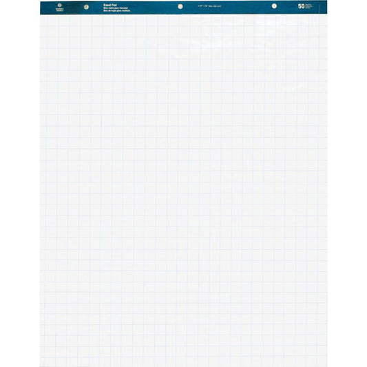 Business Source Quad Easel Pad - 50 Sheets - 15 lb Basis Weight - 27" x 34" - White Paper - Perforated - 4 / Carton