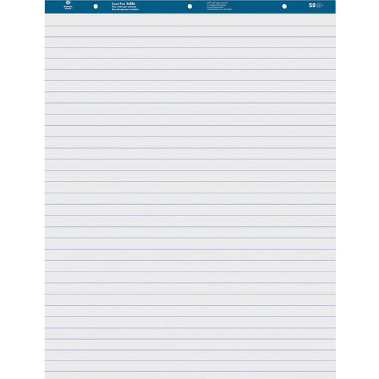 Business Source Standard Ruled Easel Pad - 50 Sheets - 15 lb Basis Weight - 27" x 34" - White Paper - Perforated - 2 / Carton