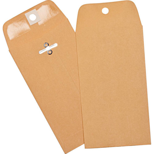 Business Source Heavy Duty Clasp Envelope - Clasp - 3 3/8" Width x 6" Length - 28 lb - Clasp - Kraft - 100 / Box - Brown Kraft