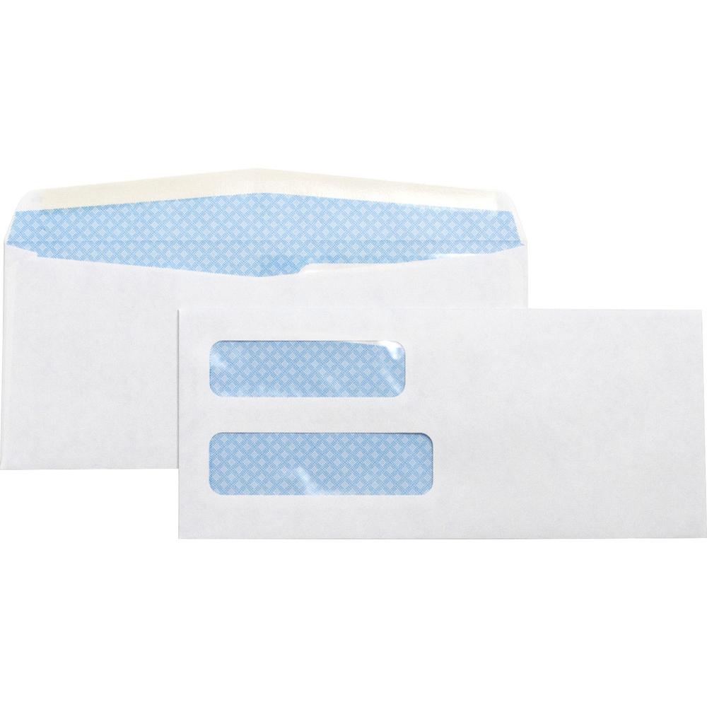 Business Source No. 10 Double-Window Invoice Envelopes - Double Window - #10 - 9 1/2" Width x 4 1/8" Length - 24 lb - Gummed - Wove - 500 / Box - White