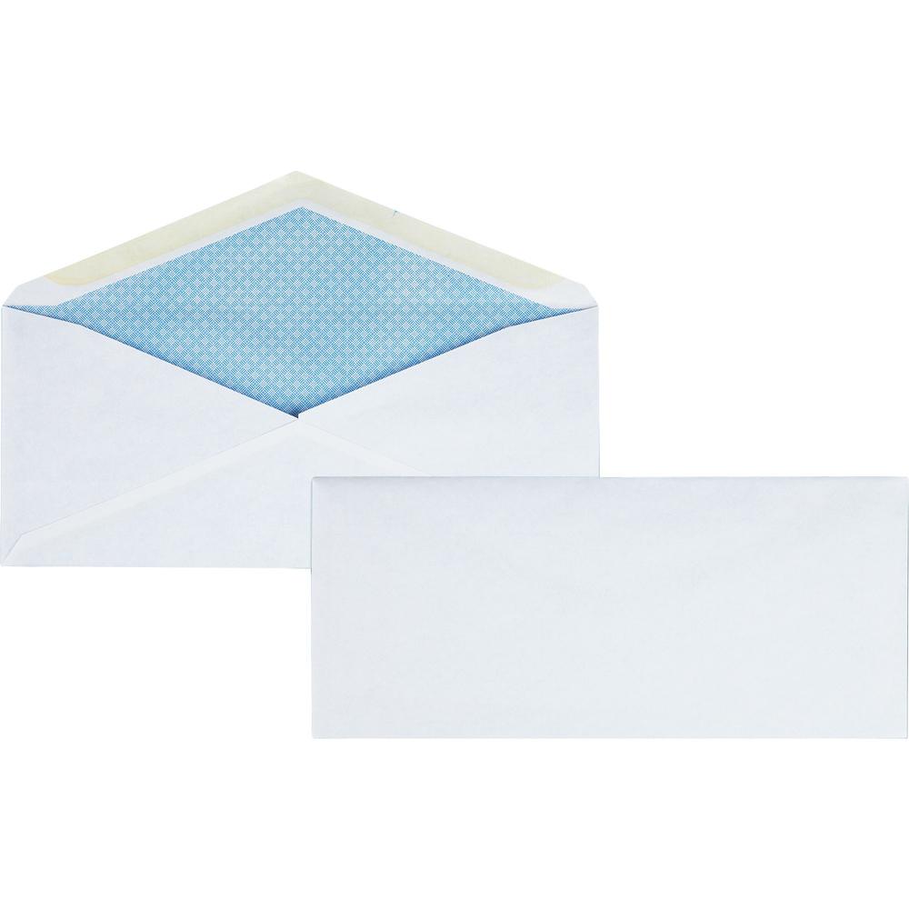 Business Source No.10 Regular Tint Security Envelopes - Security - #10 - 4 1/8" Width x 9 1/2" Length - 24 lb - Gummed - Wove - 500 / Box - White