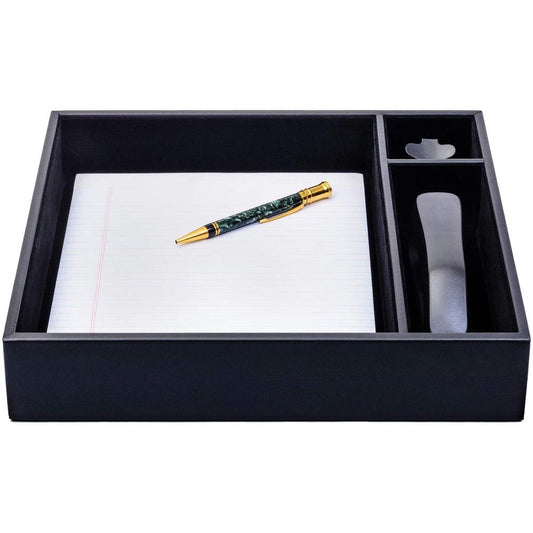 Dacasso Classic Leather Conference Room Organizer - 8 x Writing Pad - 3 Compartment(s) - 2.4" Height x 12.5" Width12.8" Length%Desktop - Black - Leather - 1 Each