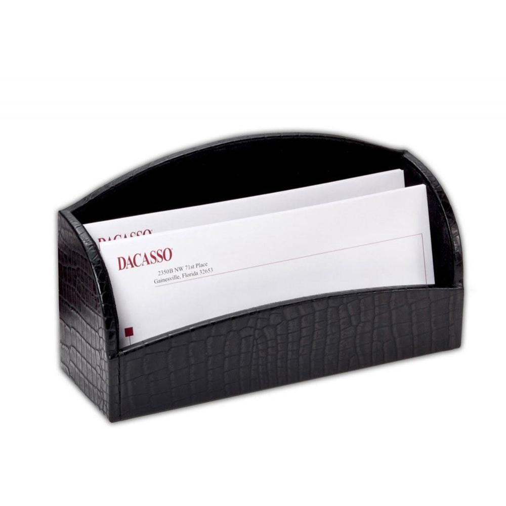 Dacasso Crocodile Embossed Leather Letter Holder - Horizontal - Leather - 1 Each - Black