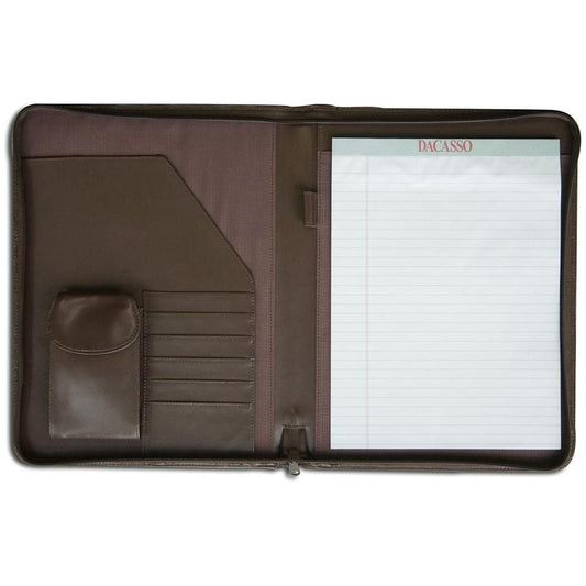 Dacasso Deluxe Letter Portfolio - 8 1/2" x 11" - Chocolate Brown - 1 Each