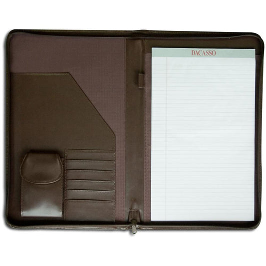 Dacasso Deluxe Legal Portfolio - 8 1/2" x 14" - Chocolate Brown - 1 Each