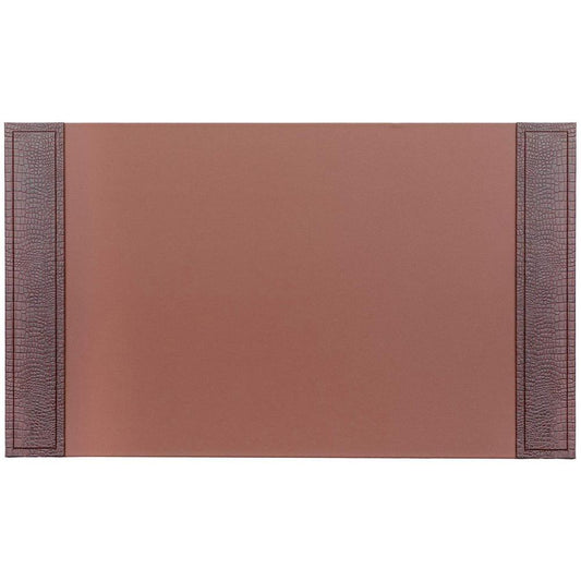 Dacasso Crocodile Embossed Side-Rail Desk Pad - 20" Width - Leather - Brown - 1Each