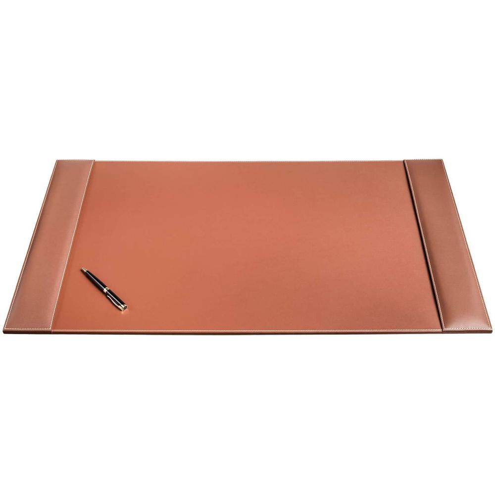 Dacasso Rustic Leather Side-Rail Desk Pad - Rectangular - 34" Width x 20" Depth - Felt - Top Grain Leather - Rustic Brown