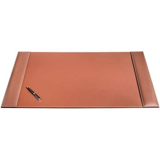 Dacasso Rustic Leather Side-Rail Desk Pad - Rectangular - 34" Width x 20" Depth - Felt - Top Grain Leather - Rustic Brown