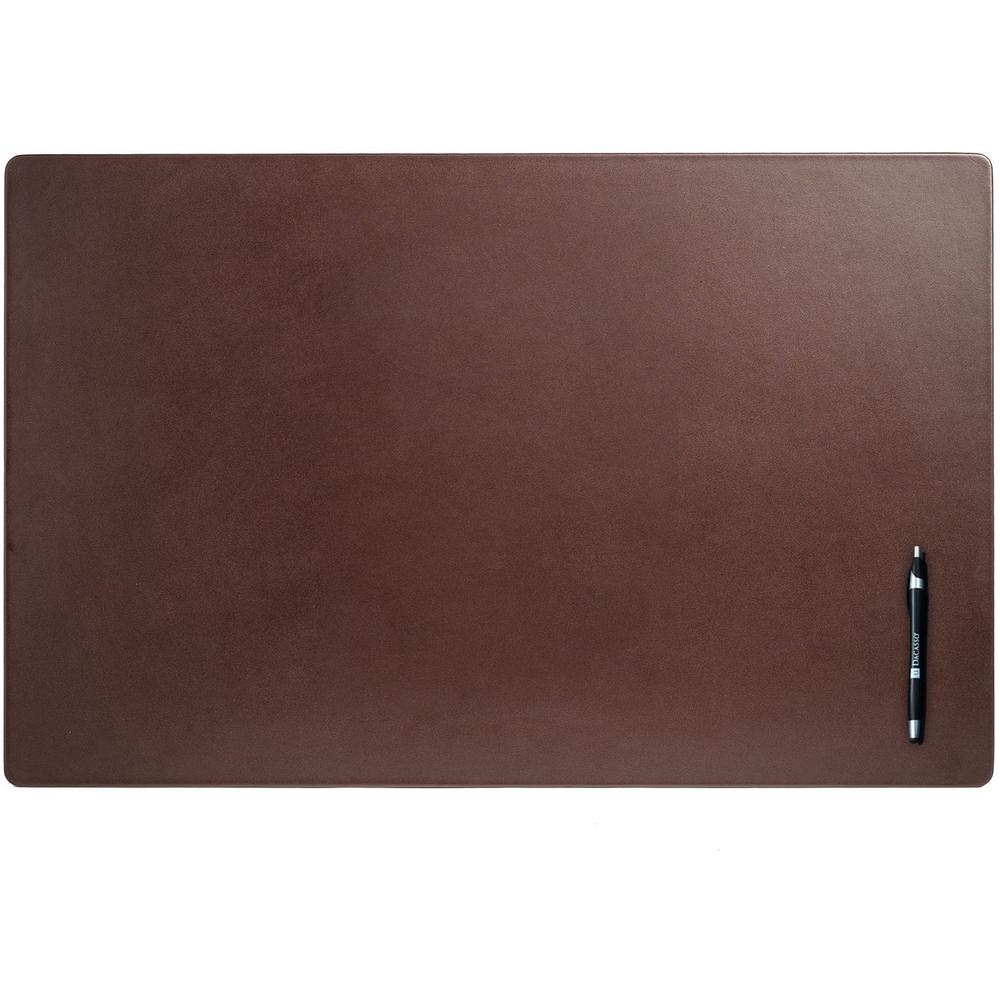 Dacasso Leather Desk Mat - Rectangular - 30" Width x 19" Depth - Felt - Leather - Chocolate Brown