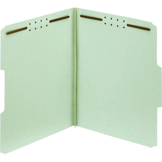 Pendaflex 1/3 Tab Cut Letter Recycled Fastener Folder - 8 1/2" x 11" - 2" Expansion - 2 Fastener(s) - 2" Fastener Capacity - Top Tab Location - Assorted Position Tab Position - Pressboard - Light Gree