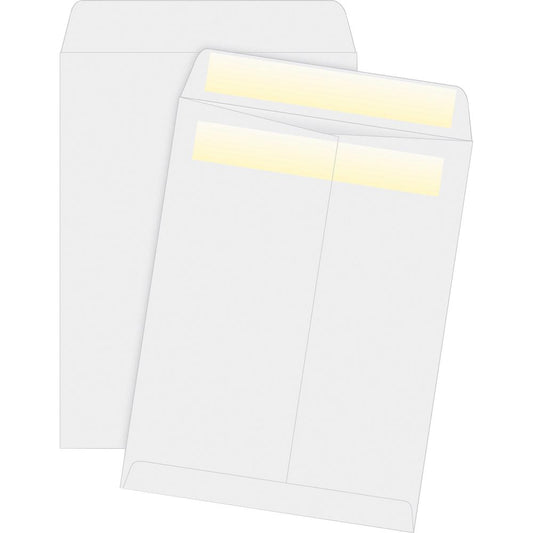 Business Source Press/Seal Catalog Envelopes - Catalog - 9" Width x 12" Length - 28 lb - Self-sealing - 100 / Box - White