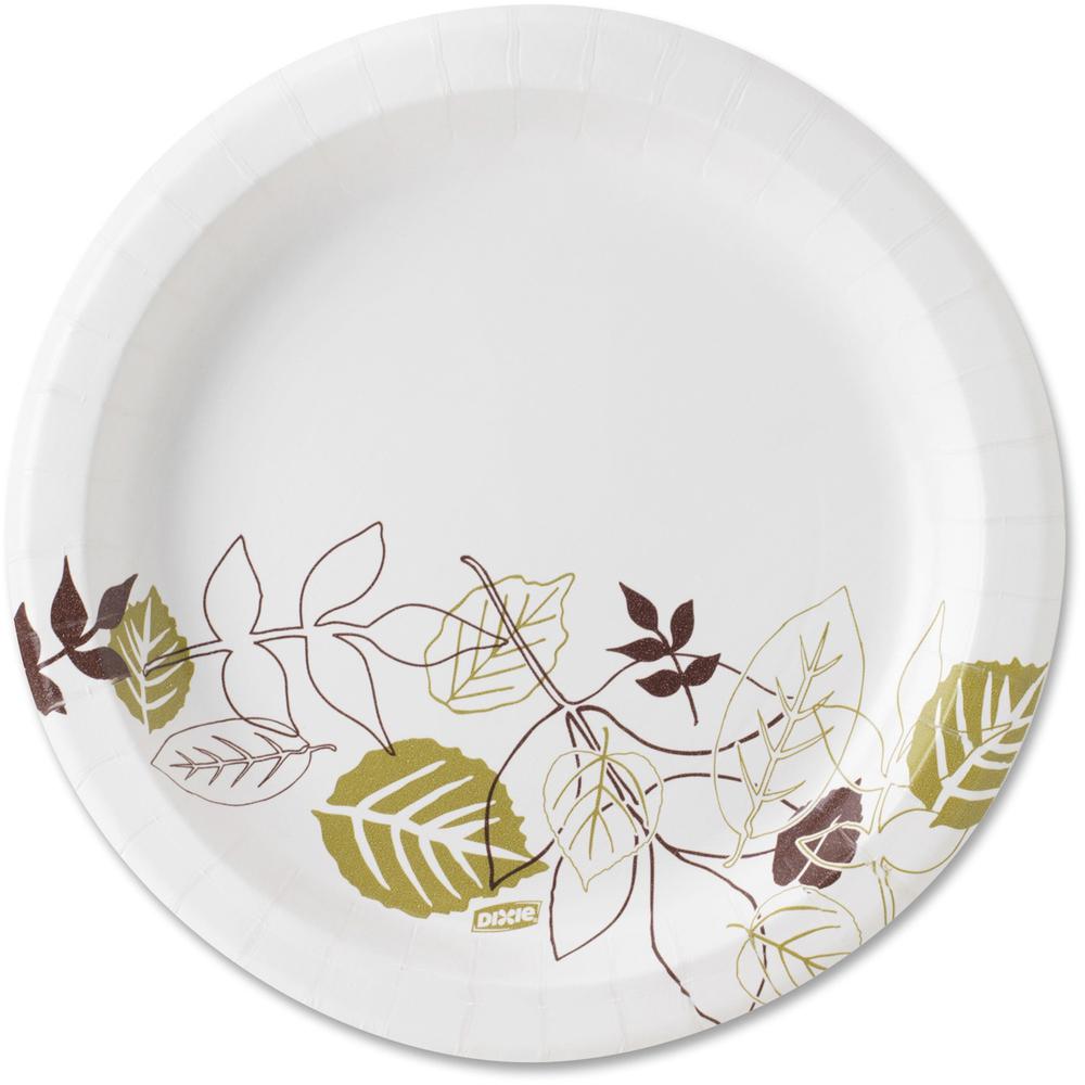 Dixie Pathways 9" Medium-weight Paper Plates by GP Pro - 125 / Pack - White - Paper Body - 8 / Carton