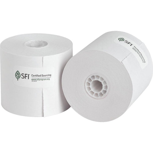 Business Source 1-Ply 126' Adding Machine Paper Rolls - 2 1/4" x 126 ft - 100 / Carton - SFI - Lint-free - White