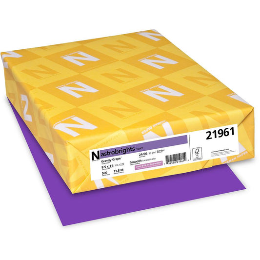 Astrobrights Color Paper - Grape - Letter - 8 1/2" x 11" - 24 lb Basis Weight - 500 / Ream - FSC - Acid-free, Lignin-free - Gravity Grape (Purple)