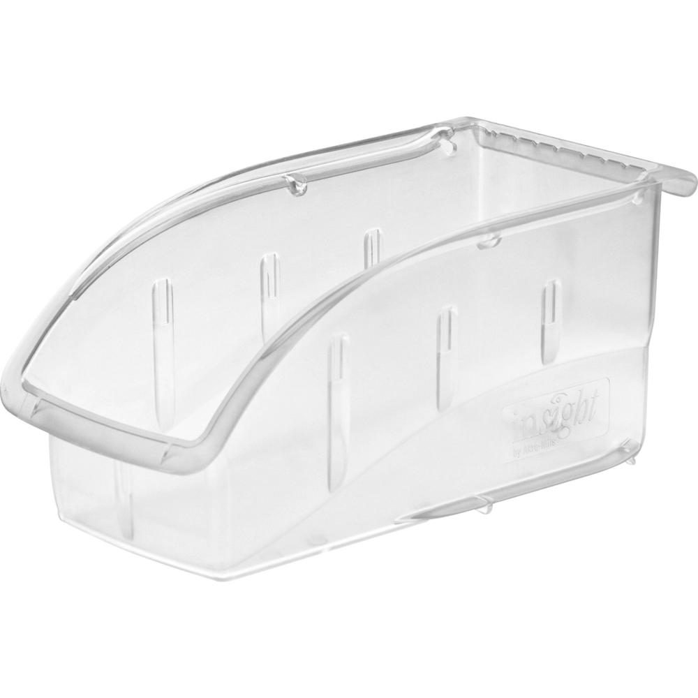 Akro-Mils Insight Ultra Clear Bin - Internal Dimensions: 9.44" Length x 4.13" Width x 4.44" Height - External Dimensions: 10.9" Length x 5.5" Width x 5.3" Height - 25 lb - Stackable - Polycarbonate -