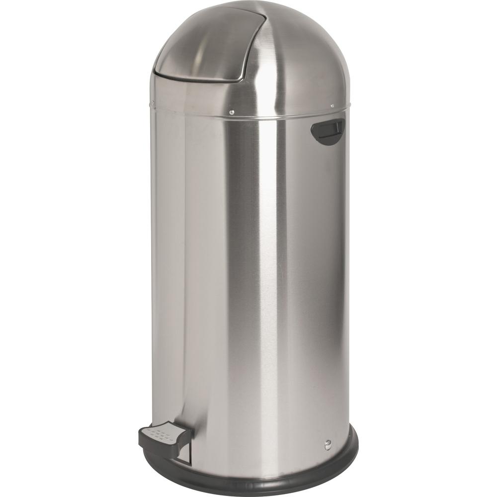 Genuine Joe 13.5 Gallon Pedal Receptacle Bin - 13.50 gal Capacity - Easy to Clean, Foot Pedal - 37.4" Height x 17.5" Diameter - Steel - Stainless Steel - 1 Each