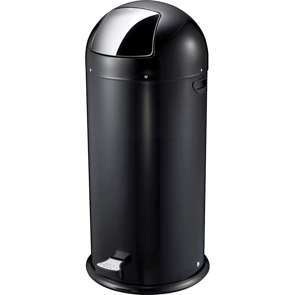 Genuine Joe 13.5 Gallon Pedal Receptacle Bin - 13.50 gal Capacity - Foot Pedal, Easy to Clean - 37.4" Height x 17.5" Diameter - Steel - Black - 1 Each