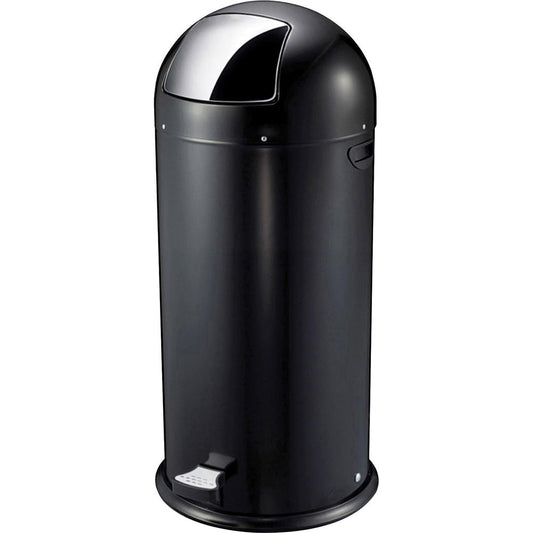 Genuine Joe 13.5 Gallon Pedal Receptacle Bin - 13.50 gal Capacity - Foot Pedal, Easy to Clean - 37.4" Height x 17.5" Diameter - Steel - Black - 1 Each